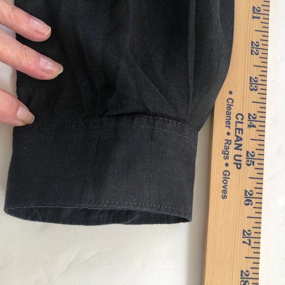 Men's Black Linen Long Sleeve Button Up Shirt XL USA - Picture 8 of 10